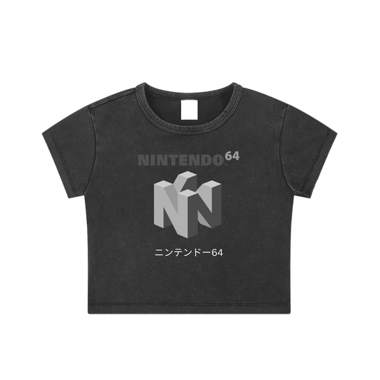 N64 Snow Washed Crop Top